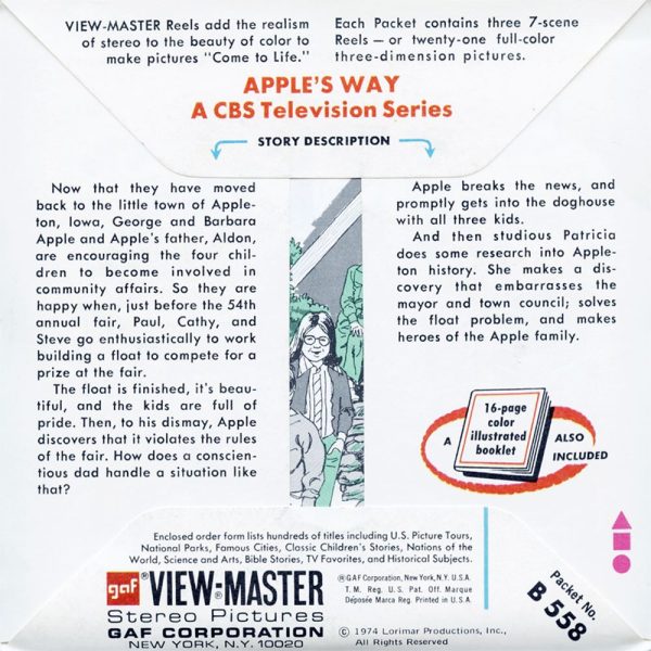 Apple s Way - View-Master 3 Reel Packet - 1974 - vintage - B558-G3A Sale