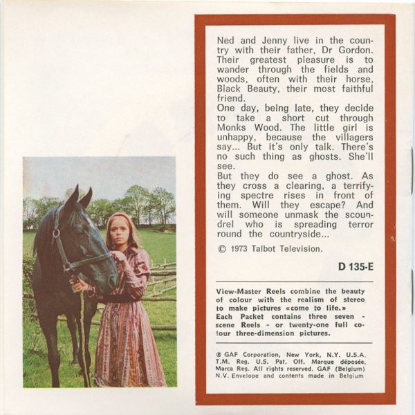 Black Beauty - View-Master 3 Reel Packet - 1973 - vintage - D135-E-BG3 Online now